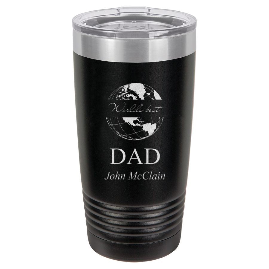 World's Best Dad Personalized 20 Ounce Black Polar Camel Travel Mug