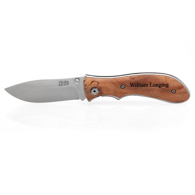 Burl Handle Personalized Lockblade Pocket Knife - Executive Gift Shoppe
