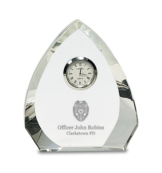 Police Officer Personalized Arch Premier Crystal Clock