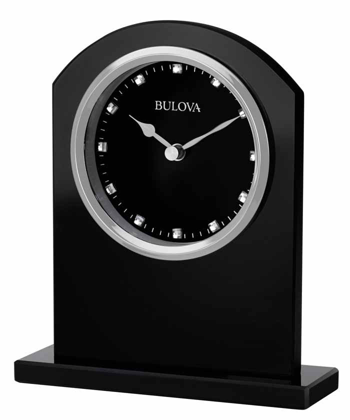 Ebony Crystal Personalized Desktop Clock By Bulova