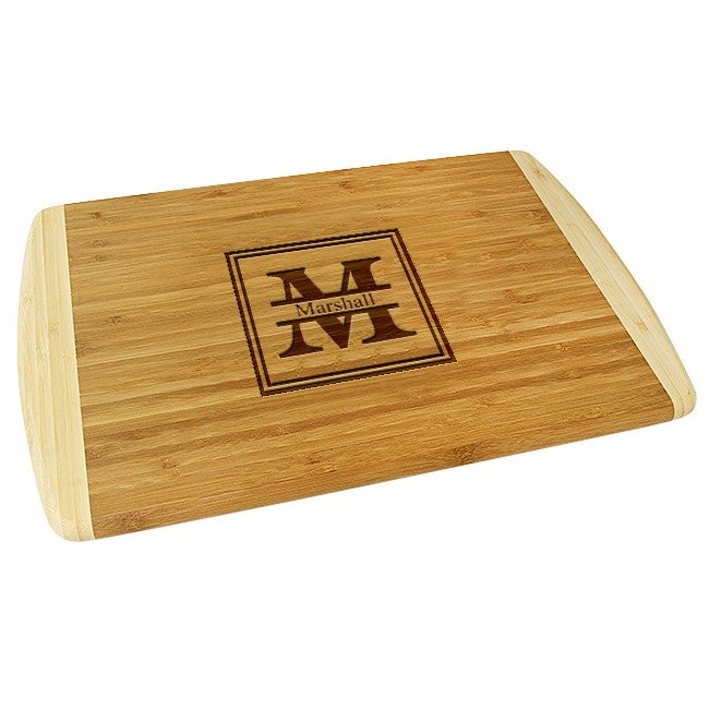 Split Monogram Two Tone Bamboo Cutting Board - Small