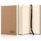 Light Brown Journal with Black Satin Bookmark with Script Monogram