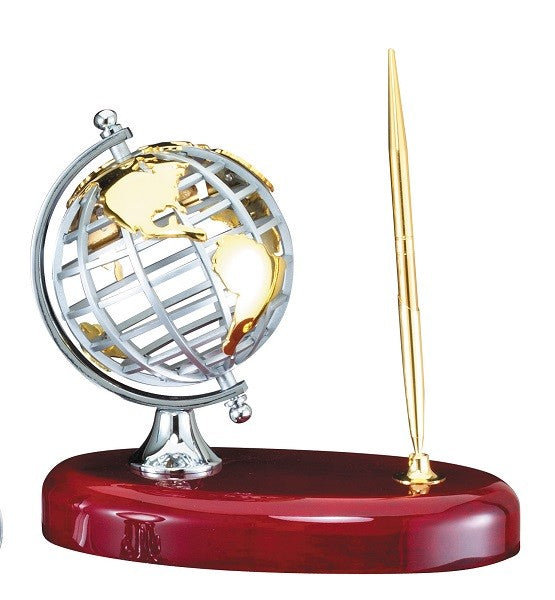 Personalized Steel Globe Pen Stand