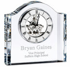 Square Crystal Personalized Quartz Clock With Arched Top