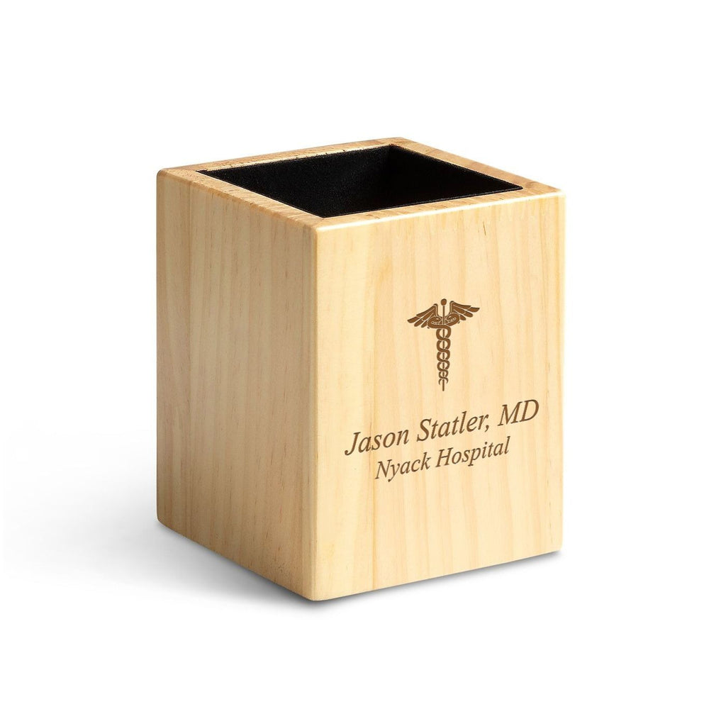Maple Wood Doctor Theme Personalized Pen and Pencil Cup