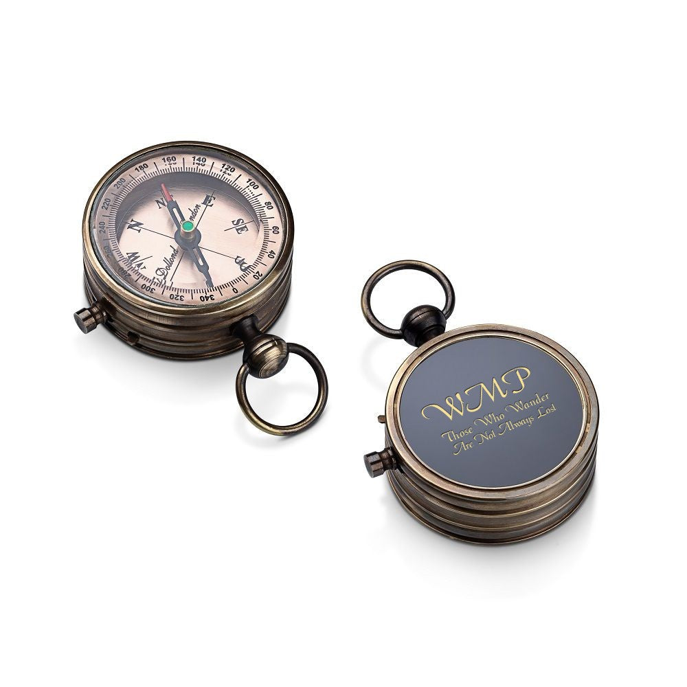 Open Face Brass Compass with Custom Engraving