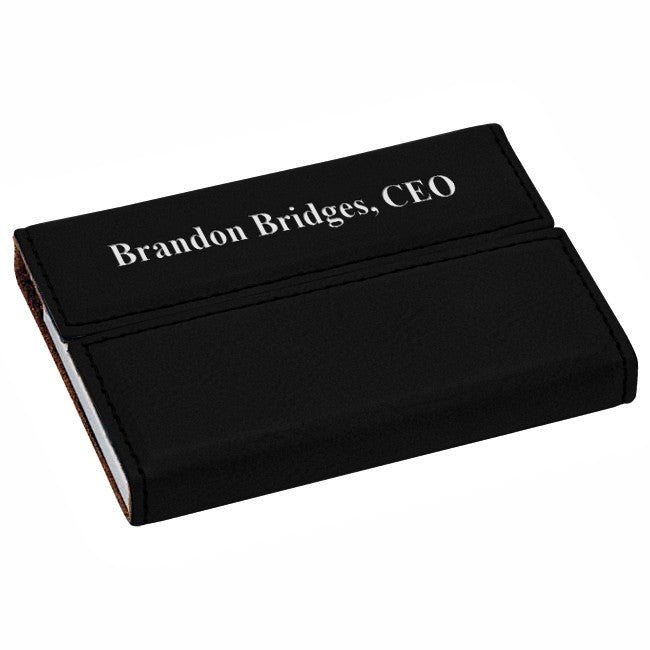 Personalized Black & Silver Business Card Case
