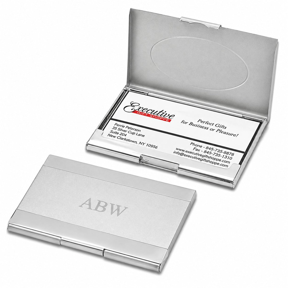 Personalized Two Tone Business Card Holder - Executive Gift Shoppe