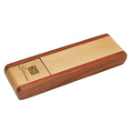 Last Name Monogram Laser Engraved Flip Over Wooden Pen Stand & Pen