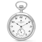 Silver Open Face Charles Hubert Pocket Watch & Chain #3756-WA - Executive Gift Shoppe