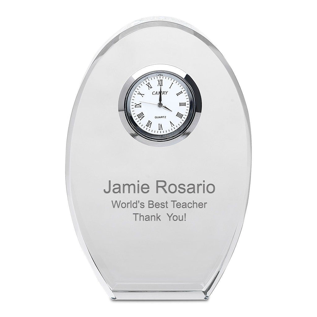 Distinuished Collection Personalized Oval Crystal Desk Clock