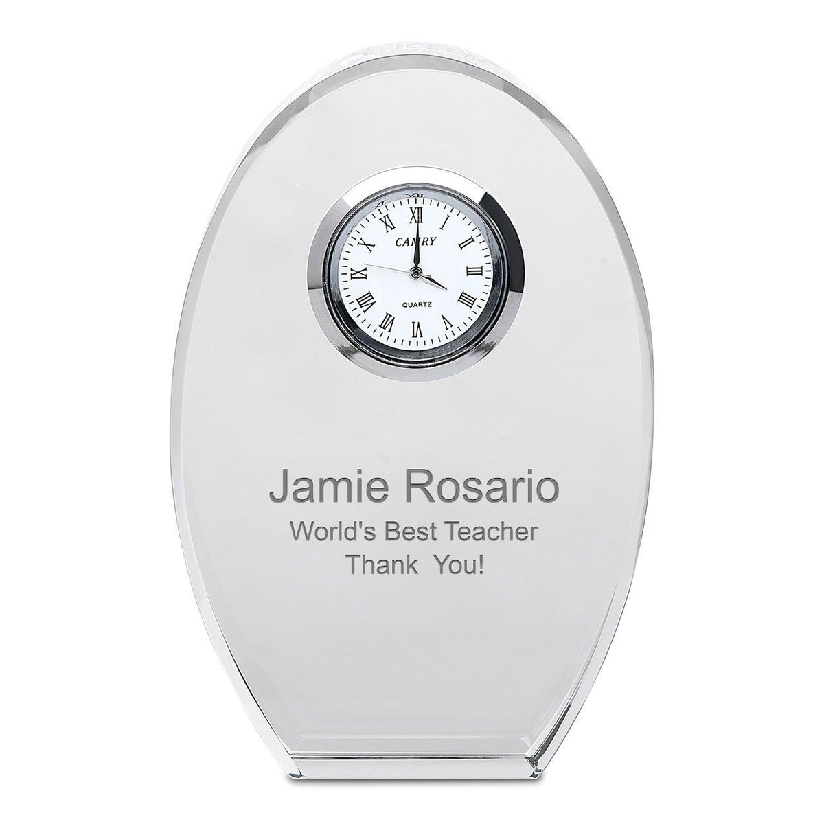 Distinuished Collection Personalized Oval Crystal Desk Clock