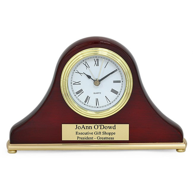 Piano Finish Rosewood Personalized Mini Mantel Clock