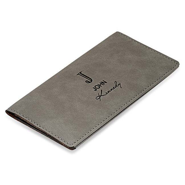 Full Name Monogram Gray Checkbook Cover