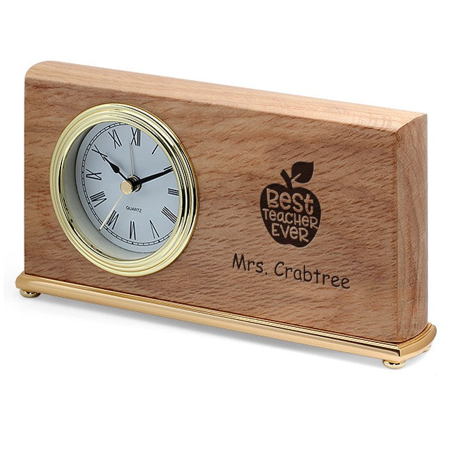 Best Teacher Ever Personalized Wood Desk Clock