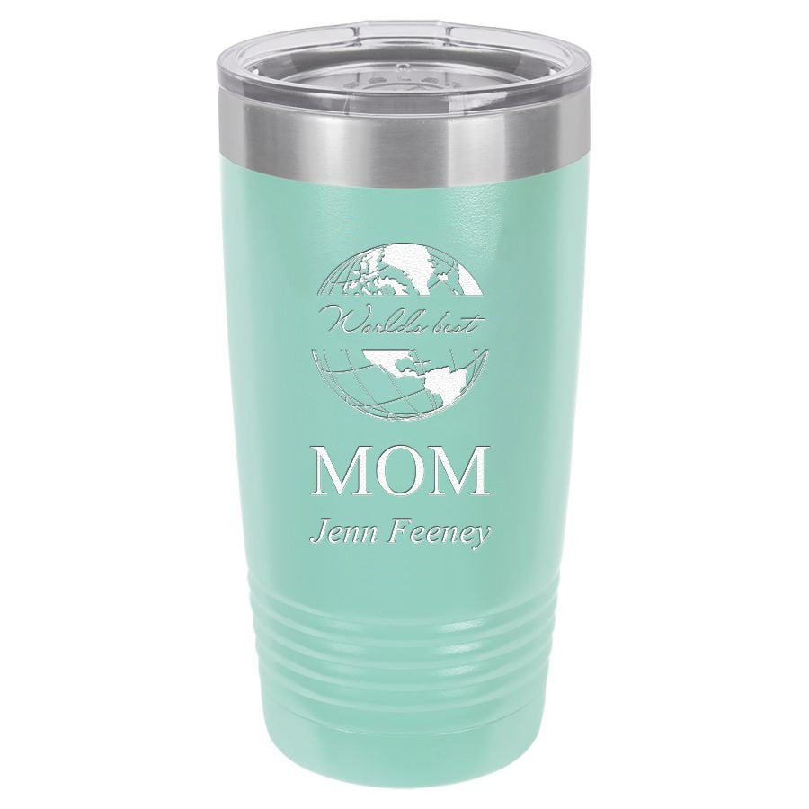 World's Best Mom Personalized 20 Ounce Teal Polar Camel Travel Mug