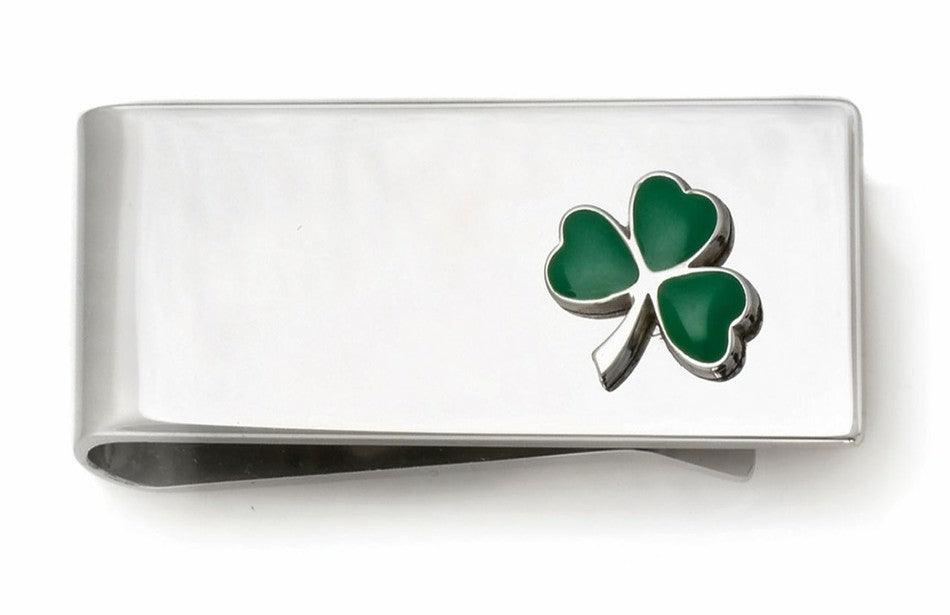 Cloverleaf Sterling Silver French Fold Money Clip - Executive Gift Shoppe