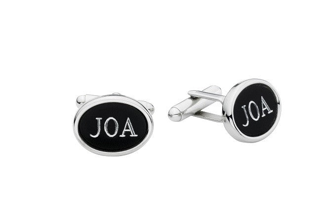 Black & Steel Engraved Cufflinks