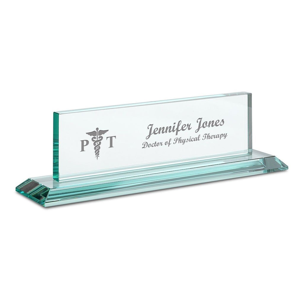Distinguished Collection Physical Therapist Theme Personalized Crystal Desktop Name Plate