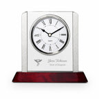 Prestige Collection Chiropractor Theme Personalized Rosewood, Glass & Steel Desktop Clock