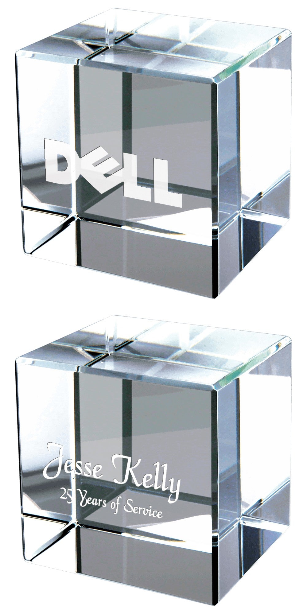 Personalized Crystal Cube Paper Weight - 3" x 3"