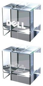 Personalized Crystal Cube Paper Weight - 3" x 3"