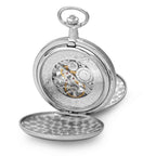 Polished Silver Mechanical Pocket Watch & Chain by Charles Hubert #3537