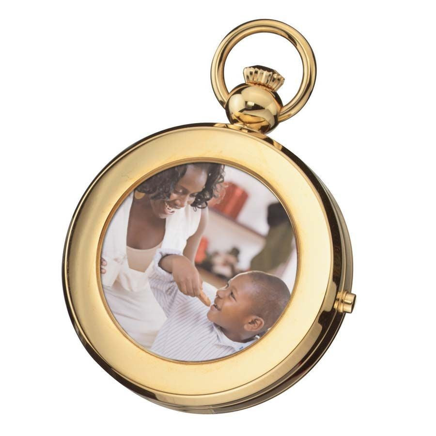 Gold Picture Frame Mechanical Charles Hubert Pocket Watch & Chain #3848 - Executive Gift Shoppe