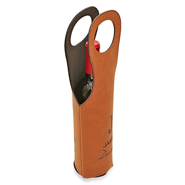 Full Name Monogram Rawhide Leatherette Wine Carrier