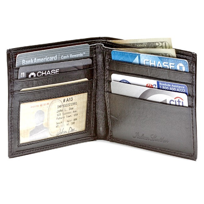 Men's Bifold Crocodile Print Italian Leather Credit Card Wallet