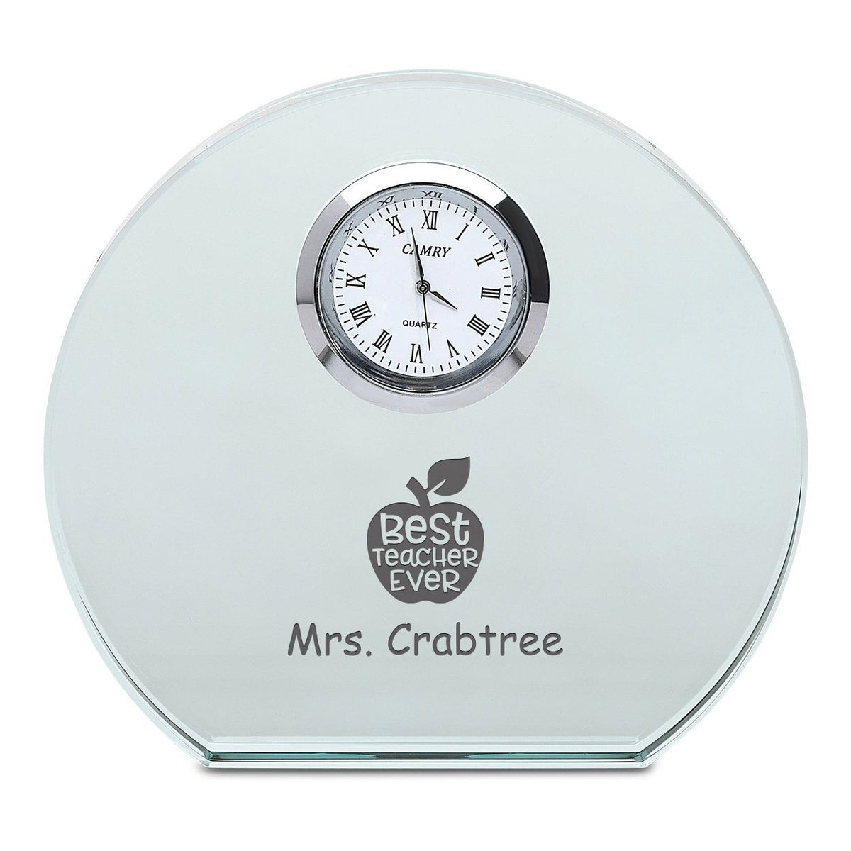 Best Teacher Ever Personalized Round Crystal Desk Clock