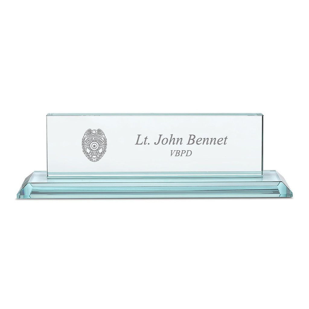 Distinguished Collection Police Theme Personalized Crystal Desktop Name Plate