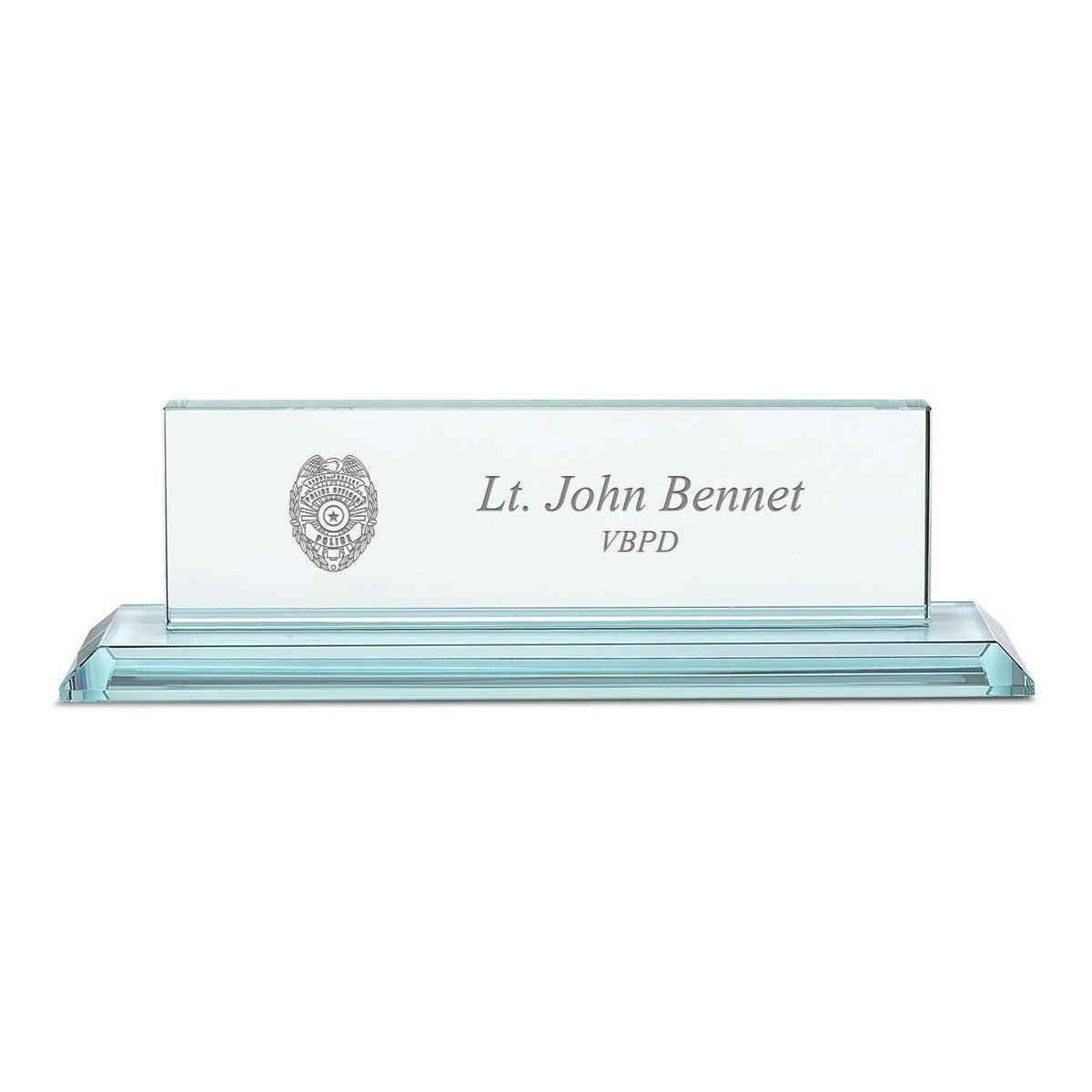 Distinguished Collection Police Theme Personalized Crystal Desktop Name Plate