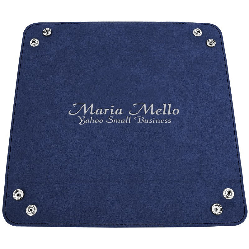 Personalized Blue & Silver Men's Valet Tray with Folding Snaps