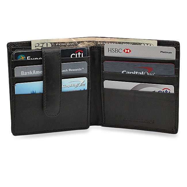 RFID Collection Bifold Wallet With Snap Secured Credit Card Flap