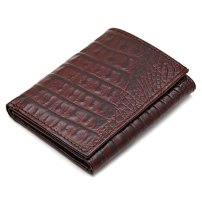 Men's Trifold Crocodile Print Italian Leather Wallet