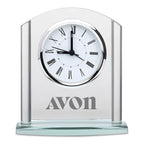 Arched Glass Personalized Desk Clock with Silver Finish Base