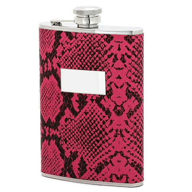 Pink Snakeskin Engraved Flask - Executive Gift Shoppe