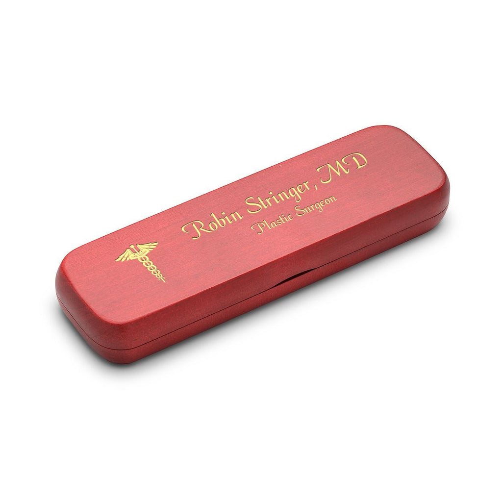 Doctor Theme Personalized Cherry Finish Pen and Pencil Set with Custom Engraving