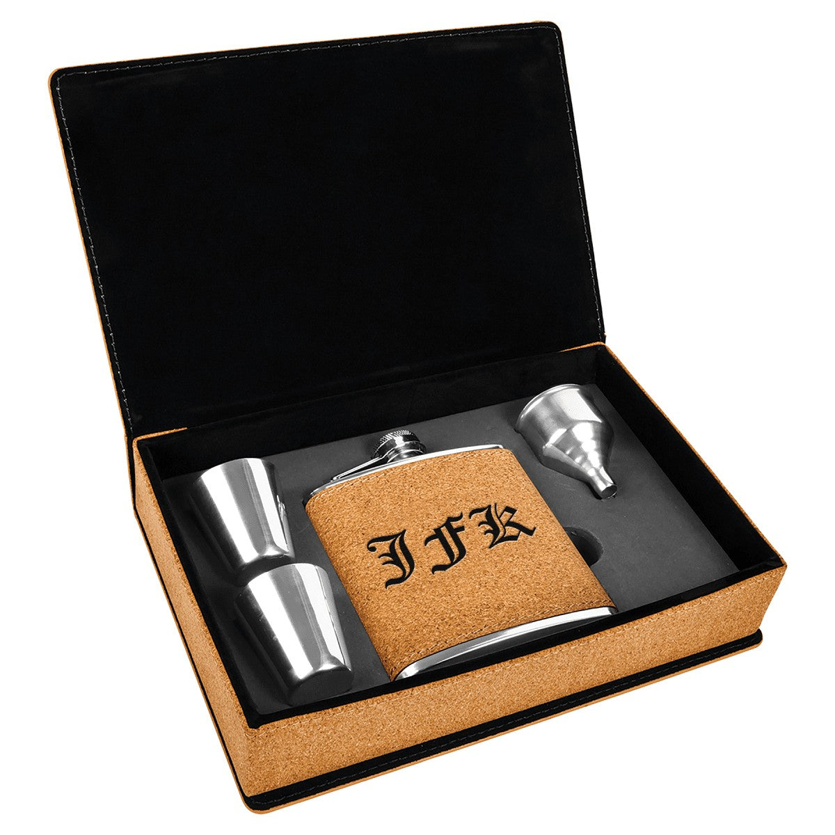 Personalized Cork Flask & Shot Cup Gift Set
