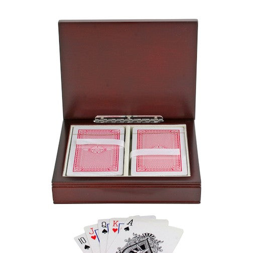 Split Monogram  Rosewood Finish Playing Card Box