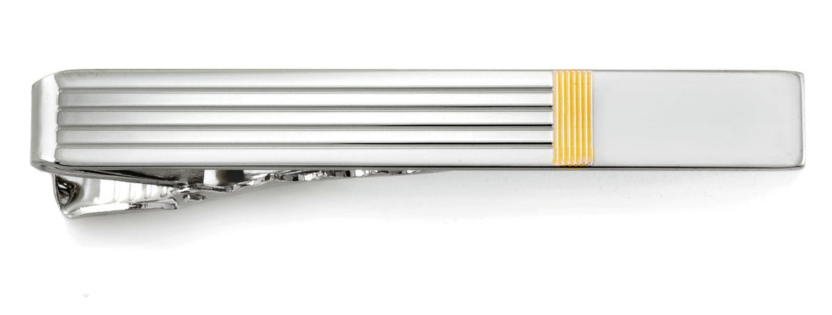 Sterling Silver Engraved Tie Bar With 14Kt Gold Accents-discontinued