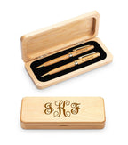 Script Monogram Theme Elegance Collection Maple Wood Pen & Pencil Set
