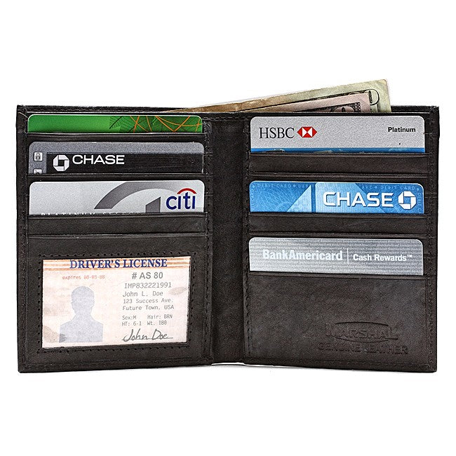 Genuine Leather 13 Card Credit Card Holder with ID Window