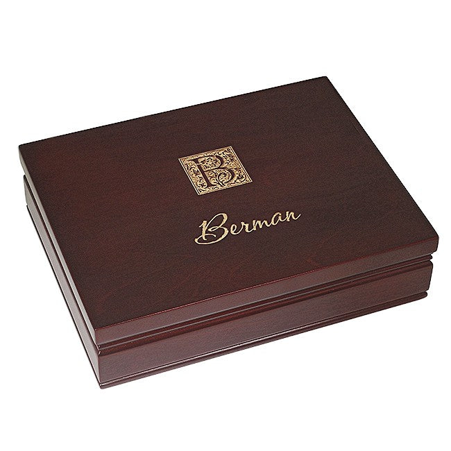 Monogram Rosewood Finish Playing Card Box - Executive Gift Shoppe