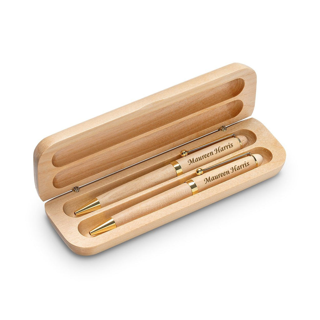 Nurse Theme Laser Engraved Maple Wood Double Pen and Box Set
