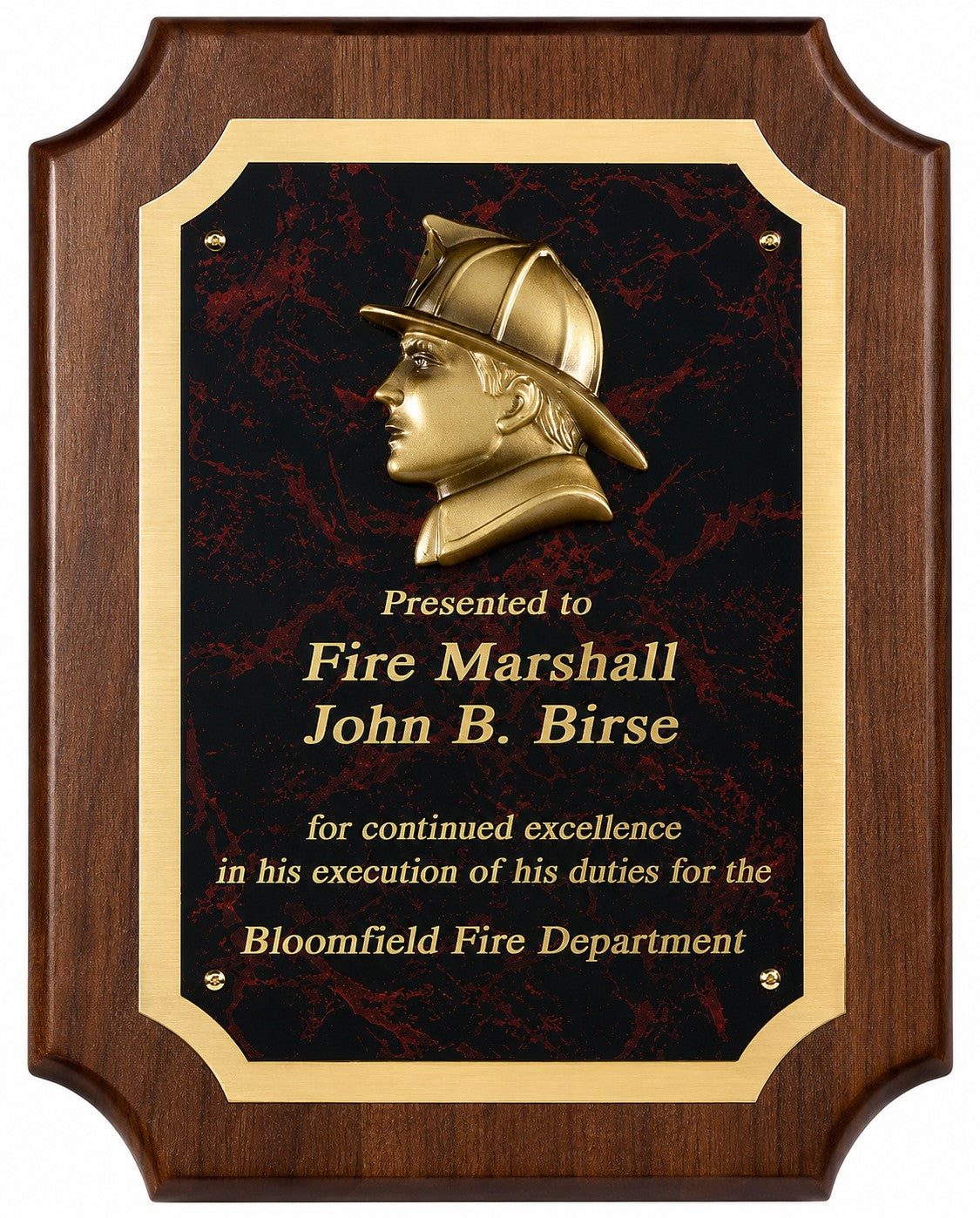 Personalized Firefighter's Plaque With Beveled Corners