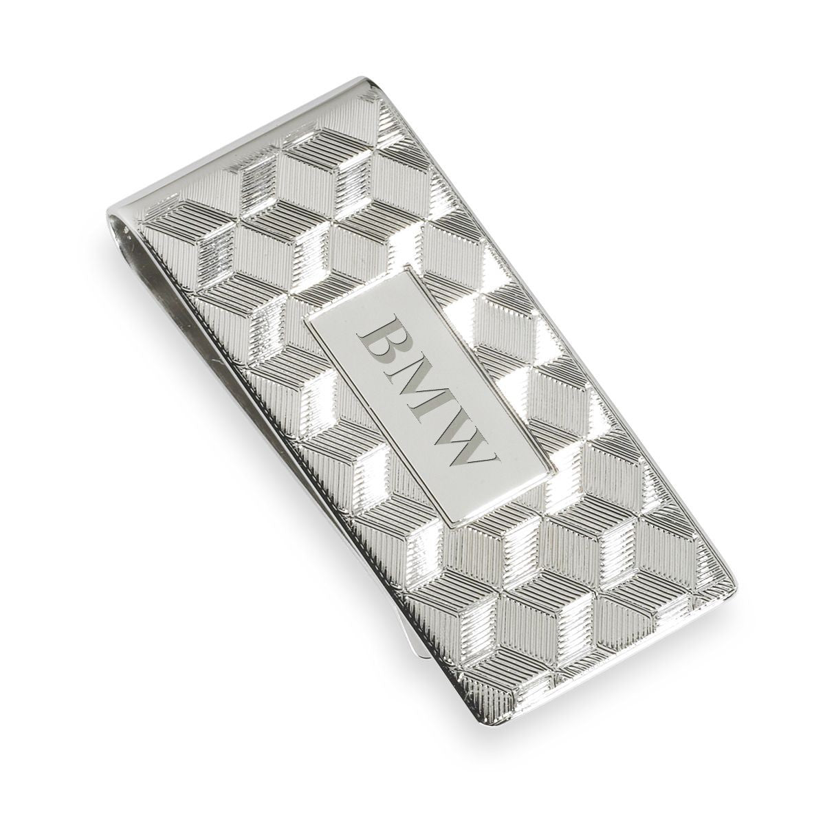 Cube Collection Sterling Silver Engravable Money Clip