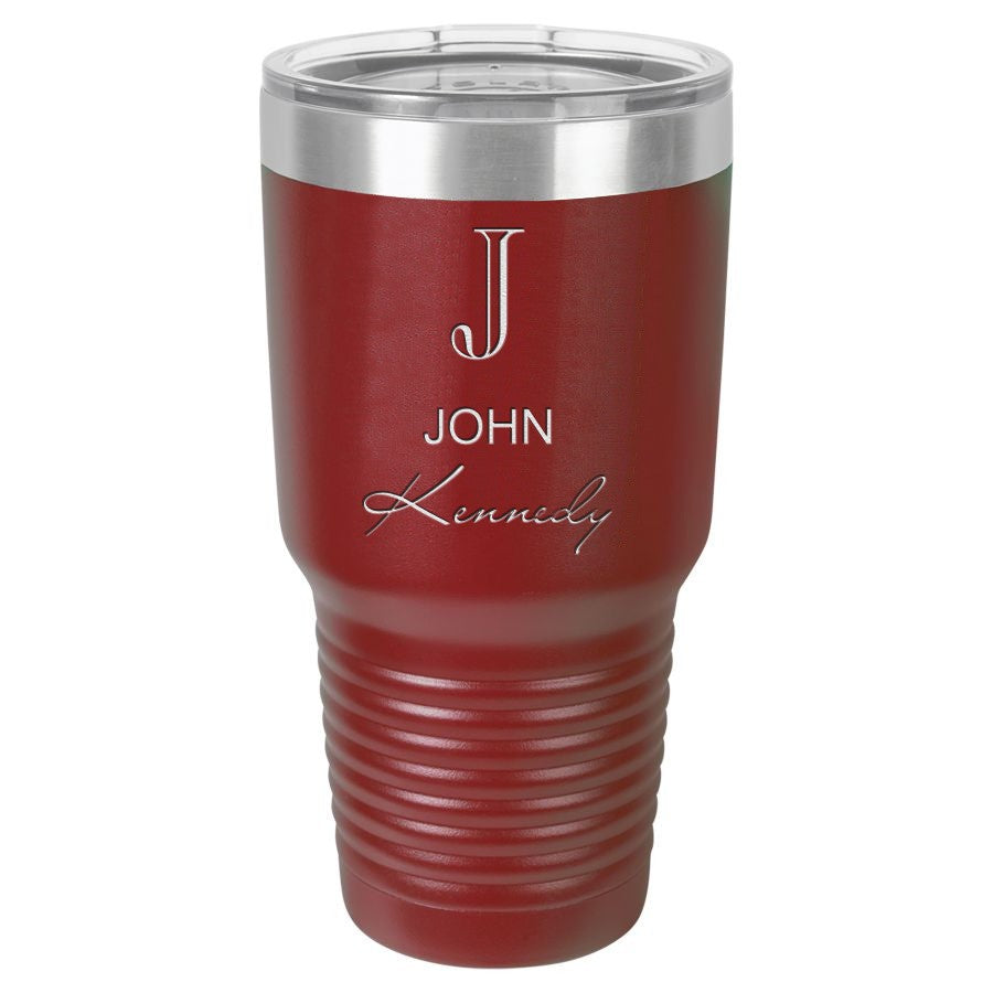 Full Name Monogram 30 Ounce Maroon Polar Camel Ringneck Tumbler