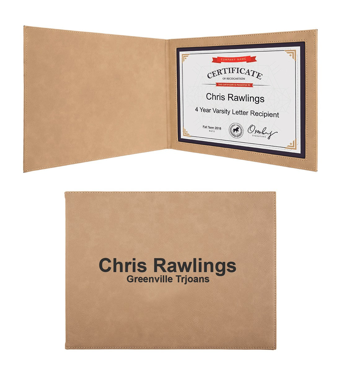 Personalized Light Brown Certificate Holder